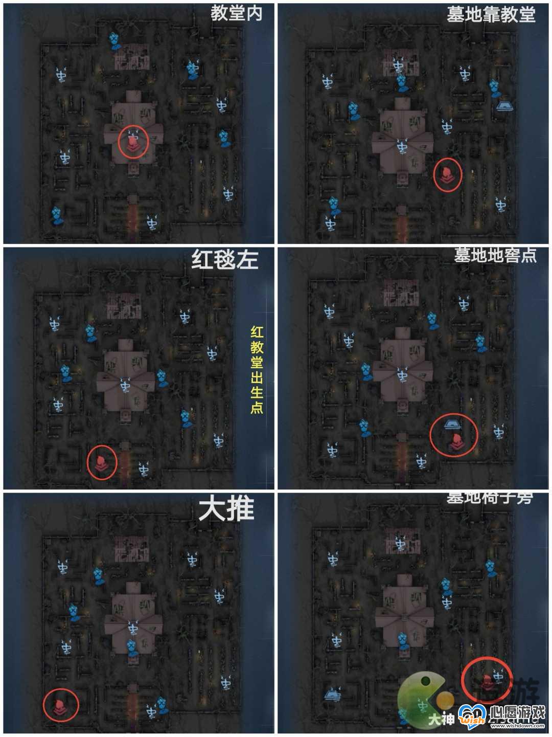 第五人格红教堂排位简易出生点一览_wishdown.com