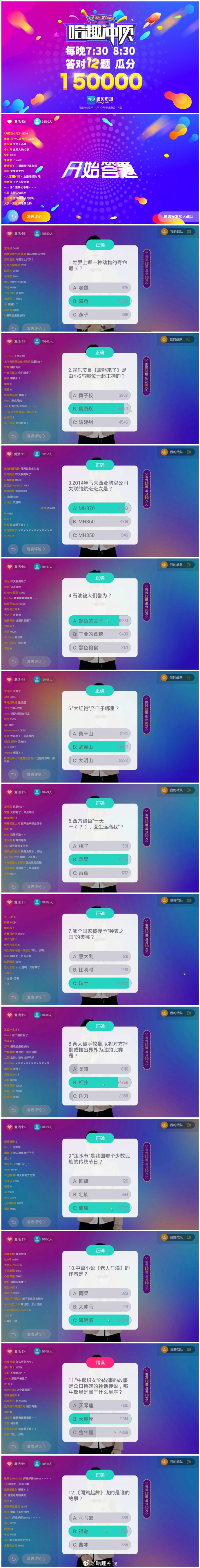 哈趣冲顶题目往期题目汇总 哈趣冲顶2月1号19:30场的题目汇总